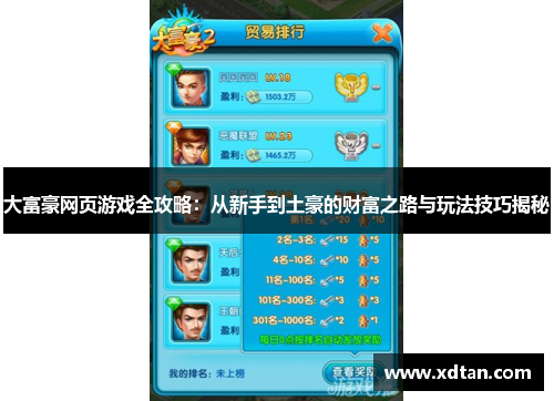 大富豪网页游戏全攻略：从新手到土豪的财富之路与玩法技巧揭秘
